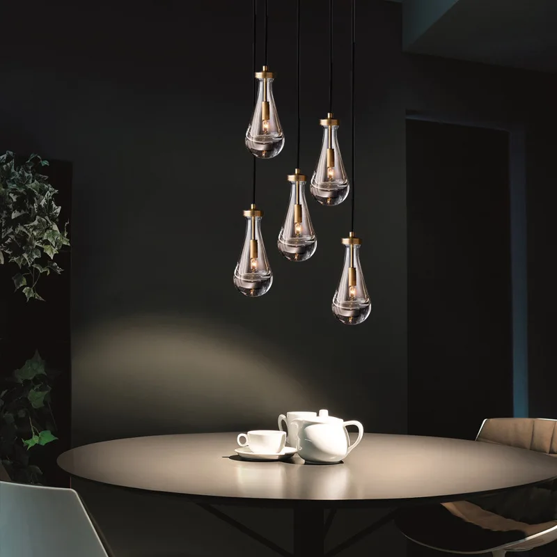 Luxury Modern Hotel Crystal Rustic Ceiling Lamp Rain Drop Pendant Lights Led Antique Brass Chandelier For Living Room