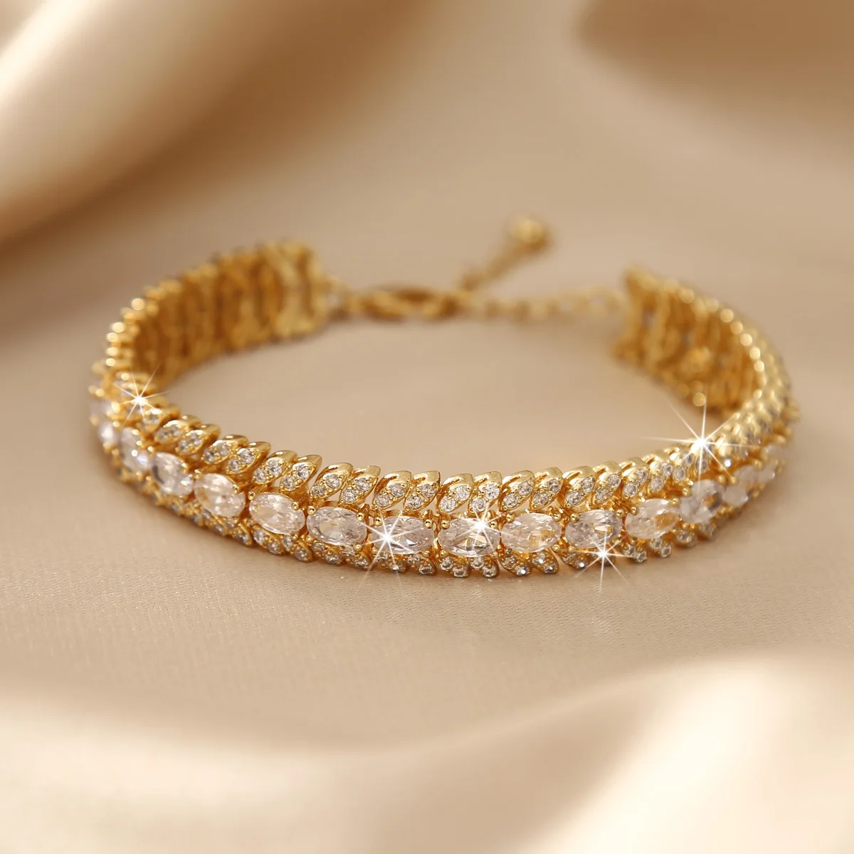 Retro Aristocratic Style Bracelet 18K Real Gold Plated Fashion Women Bangle Fine Jewelry Wheat Spike Shape Bracelet