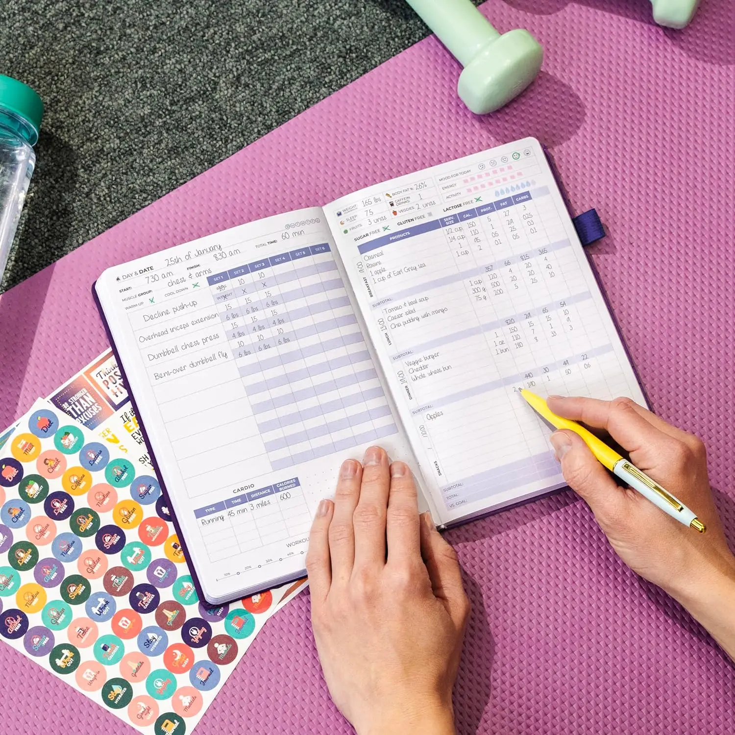 Fitness Journal Workout Planner Designed Exercise Fitness Log Wire O Binding Spiral Fit Book for Men Women