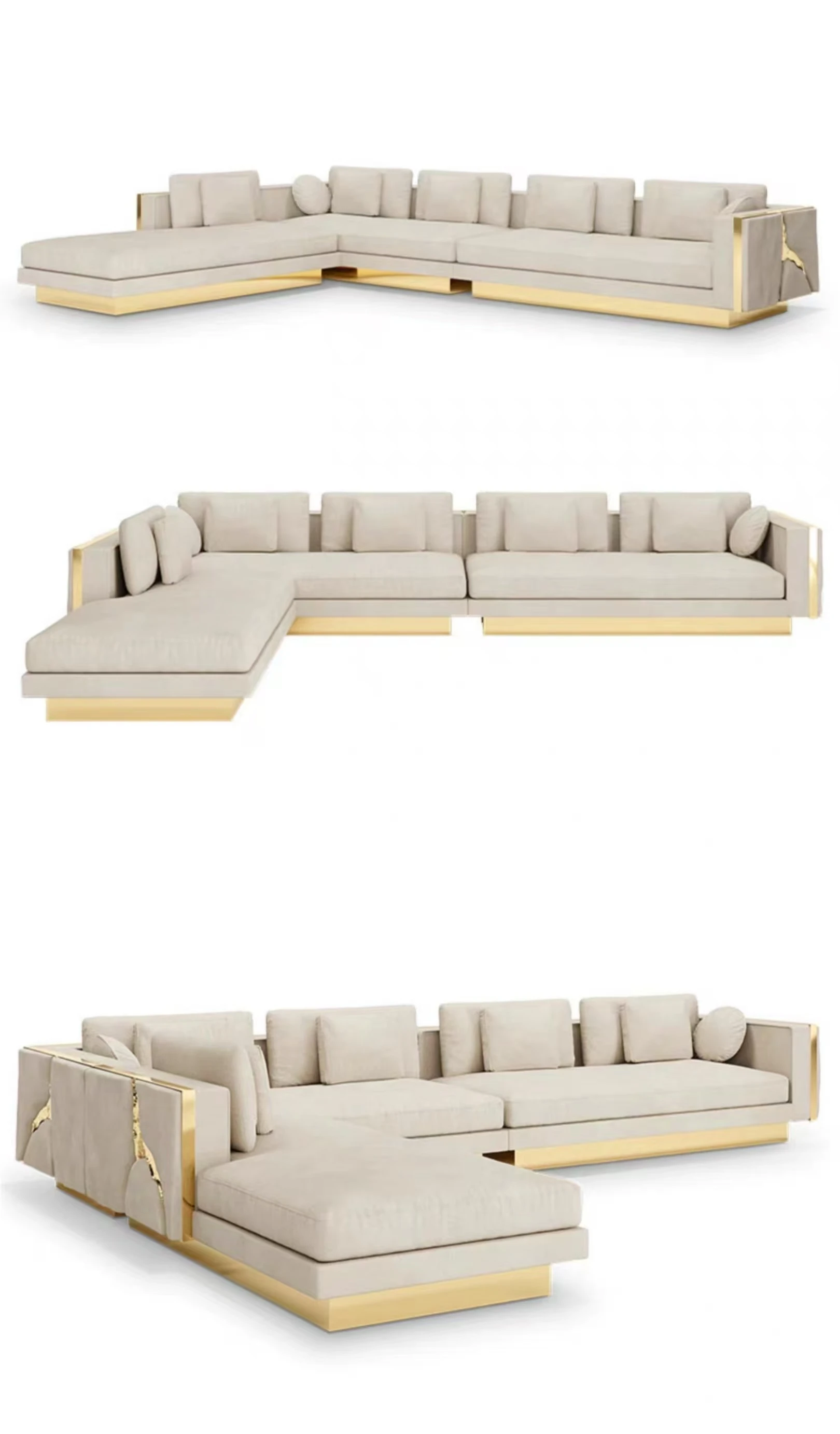 Luxury Italian Latest Sofa Design Villa High End Sofa Moderno 7 Seater Modular Sofa Living Room Couch With Chaise