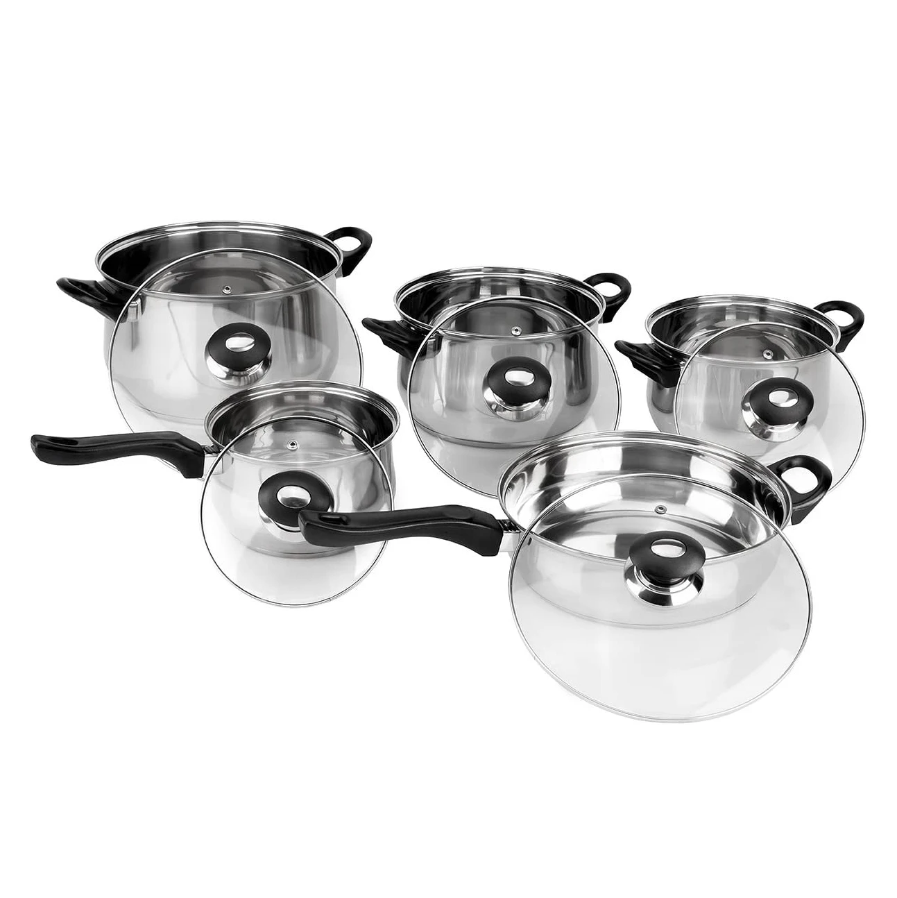 10 Pcs stainless steel cookware sauce pot casserole fry pan set metal cooking pots set