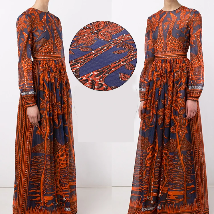 
Wholesale customized design 114 cm/140cm colorful print 100% silk chiffon fabric for gowns dress 