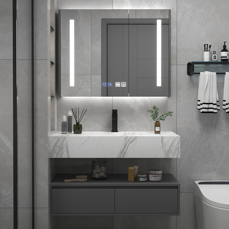 Modern Illuminated Smart Mirror Vanity Wall Storage Mirror Cabinet For Bathroom