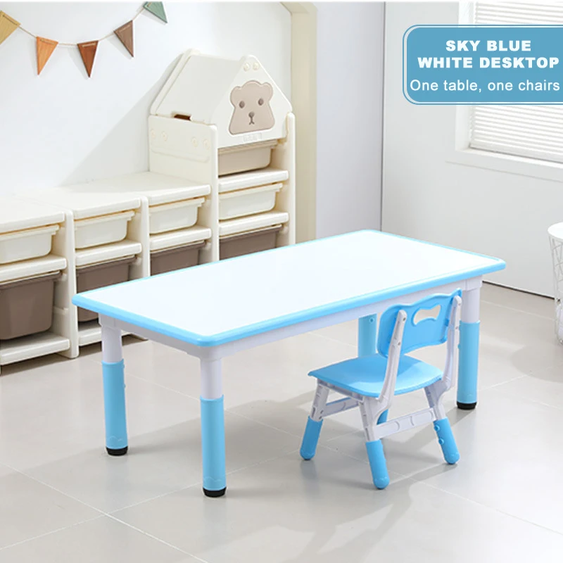 Детский регулируемый по высоте обеденный стол с 4 стульями пластиковая мебель для малышей рисования набор столов