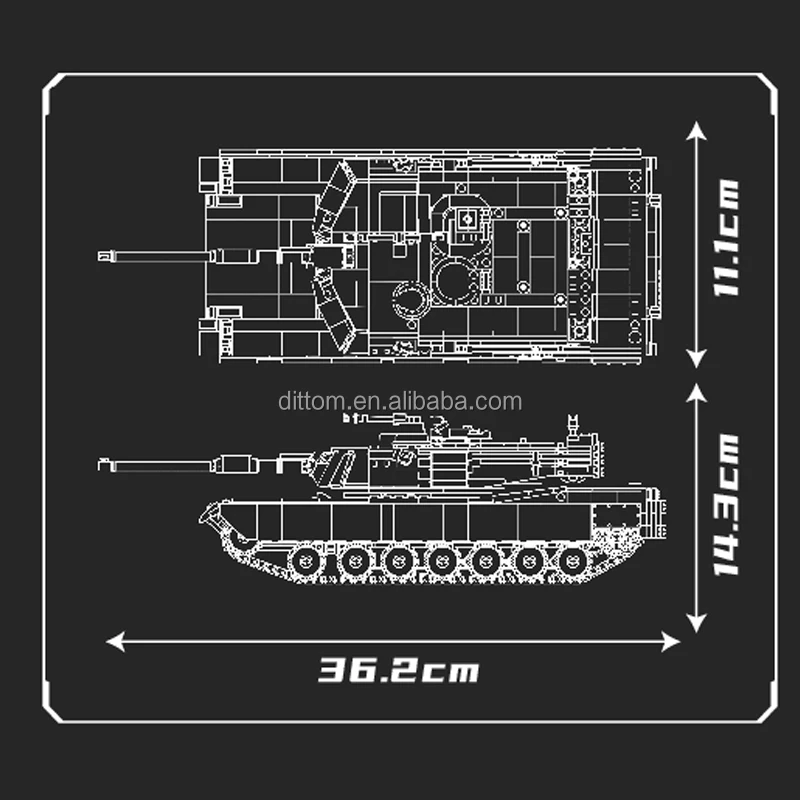Mould King 20033 MIA2 Main Battle Tank Model Building Blocks 2.4G&APP Control Military RC Tank Bricks With Gyroscope