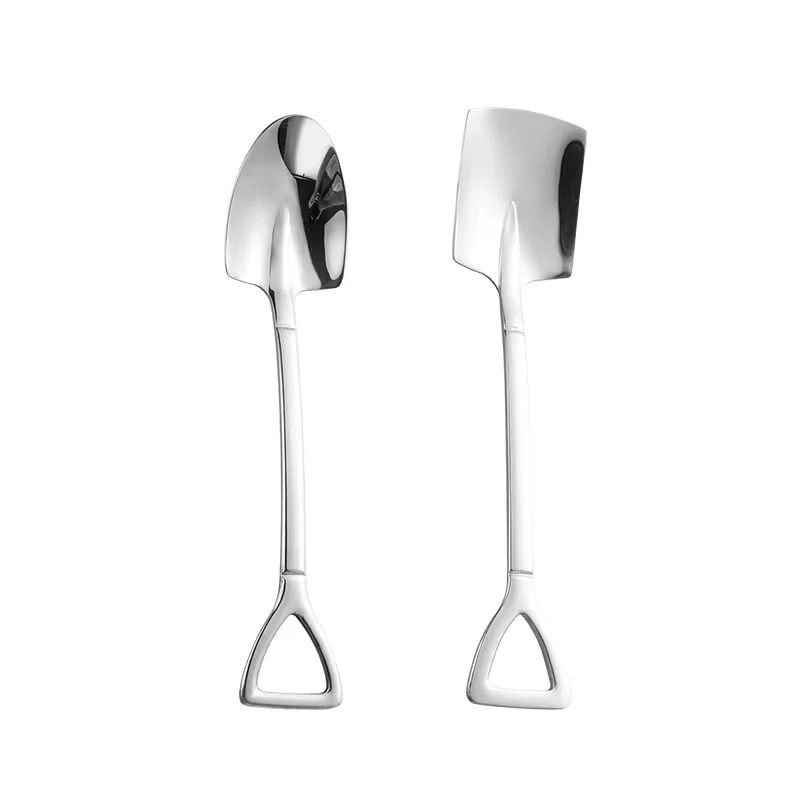 
New Design Stainless Steel Shovel Shape Coffee Spoon Ice Cream Dessert Spoon Watermelon Special Spoon 