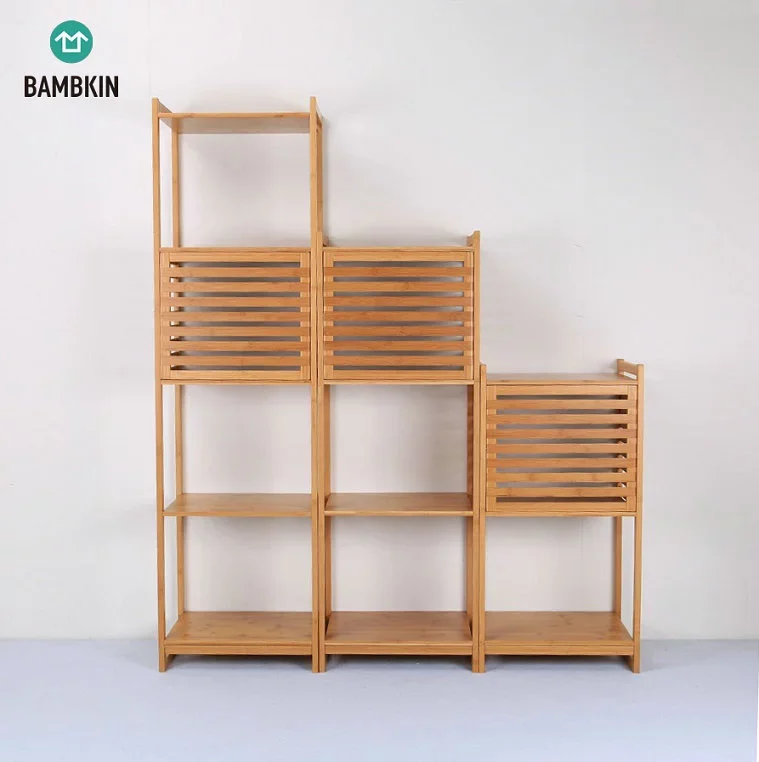 BAMBKIN Bamboo 3-tiers storage rack for living room bedroom bath room bamboo shelf 3 step