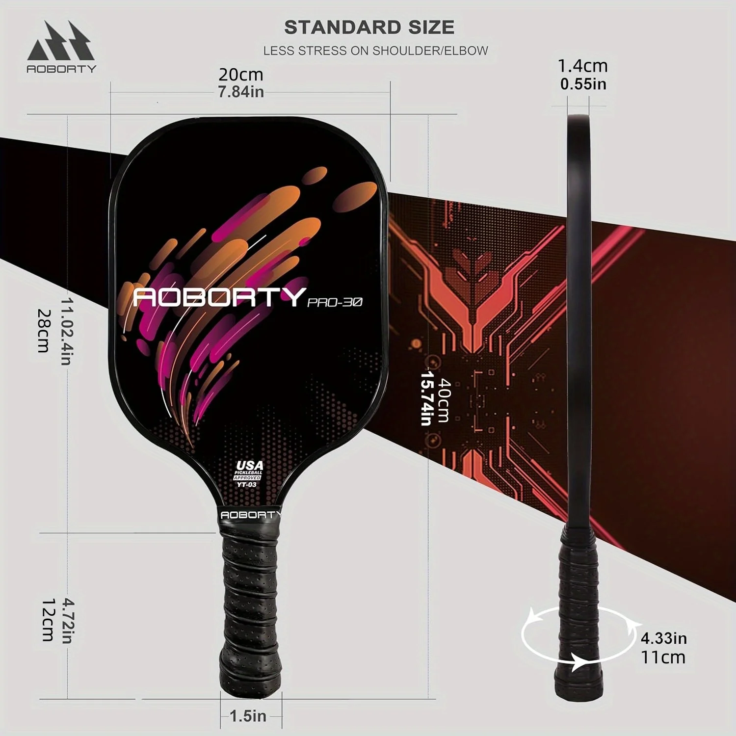 The USAPA Original Paddle Is Compatible with a 16mm Surface Foam Wall T700 Fabric Texture Pick Paddle