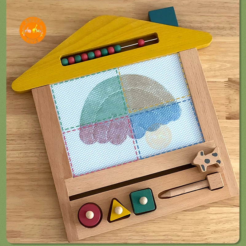 Wooden Drawing Board Writing Coloring Erasable Cartoon Household Multifunction Toy For Early Educational and Distant Learning