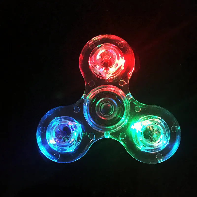 Fidget Spinner Glow in the Dark Adult Toy Anti Stress Led Tri-Spinner Autism Luminous Spinners Kinetic Gyroscope for Children
