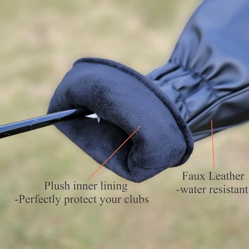 Lychee pattern black golf barrel shape driver wood blank 460 cc headcover cover with golf tee holders