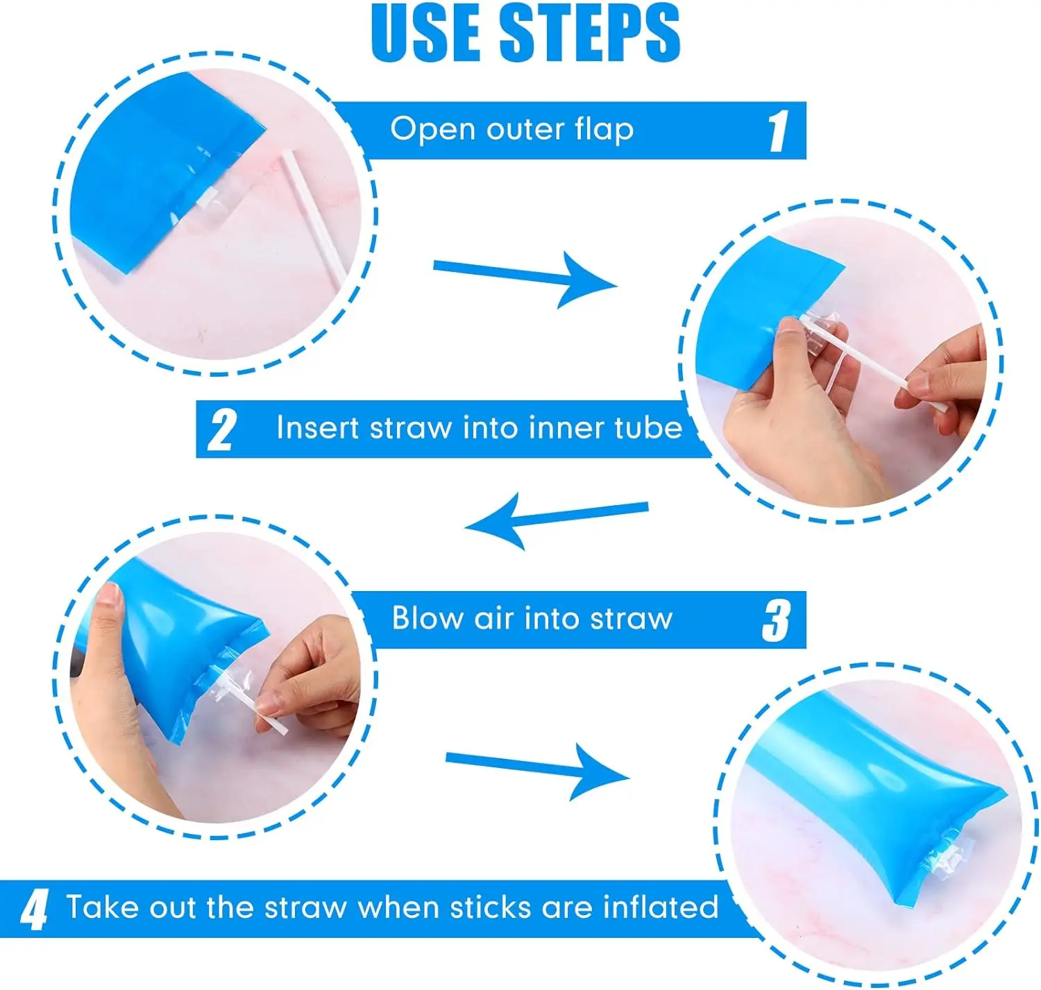 Factory Wholesale Inflatable Noise Makers Thunder Sticks Thicken Bam Bam Plastic Cheering Sticks Cheerleading Stick for Sports