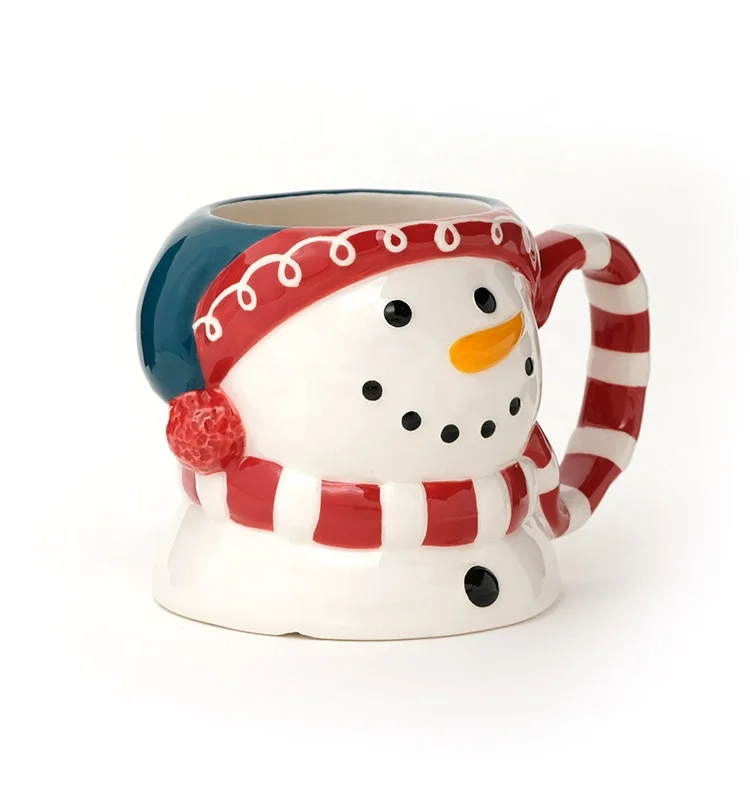 Wholesale 3d mug Snowman Ceramic  Porcelain christmas mugs ceramic 3d mug in santa design