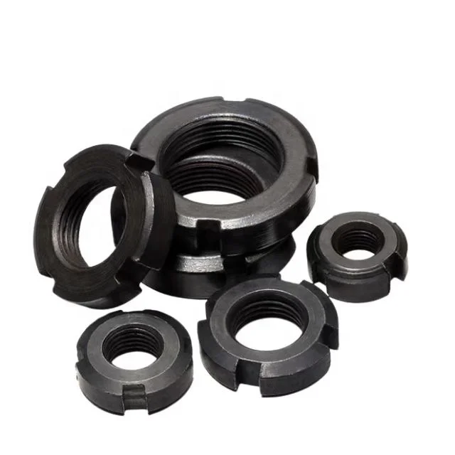 Best Selling Nut Carbon Steel Slotted Round Nuts din981 KM Black Oxide Round Lock Nut DIN 981