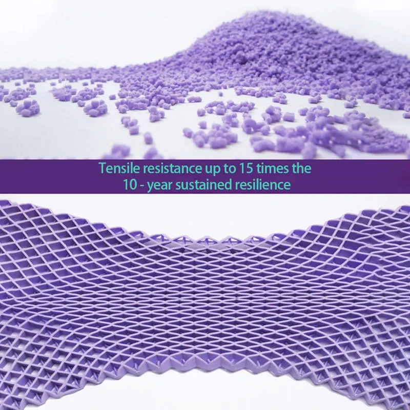 Wave shape Lavender Color TPE Pillow with Memory Foam Supportive Head Pillow for Neck Pain Relieve