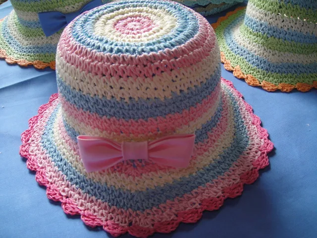 Factory Price New style Fashion Wave Brim Children Hats with Flower Trimming