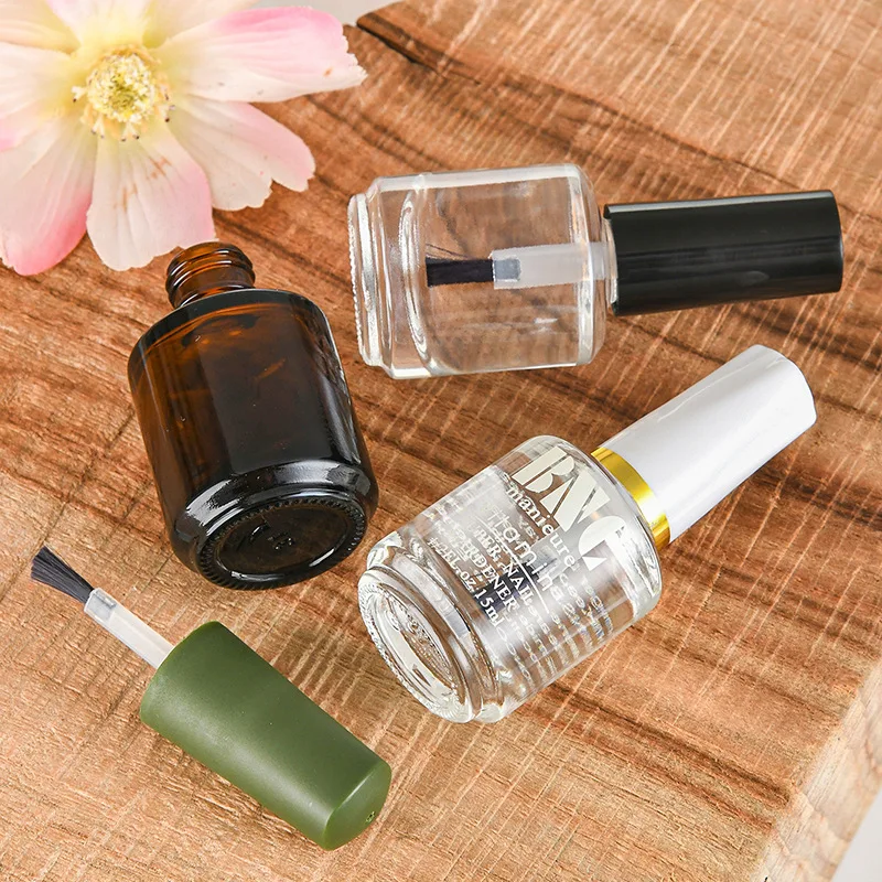 custom 8ml 10ml empty clear nail polish bottle mini translucent round nail lacquer oil liquid varnish glass bottle factory