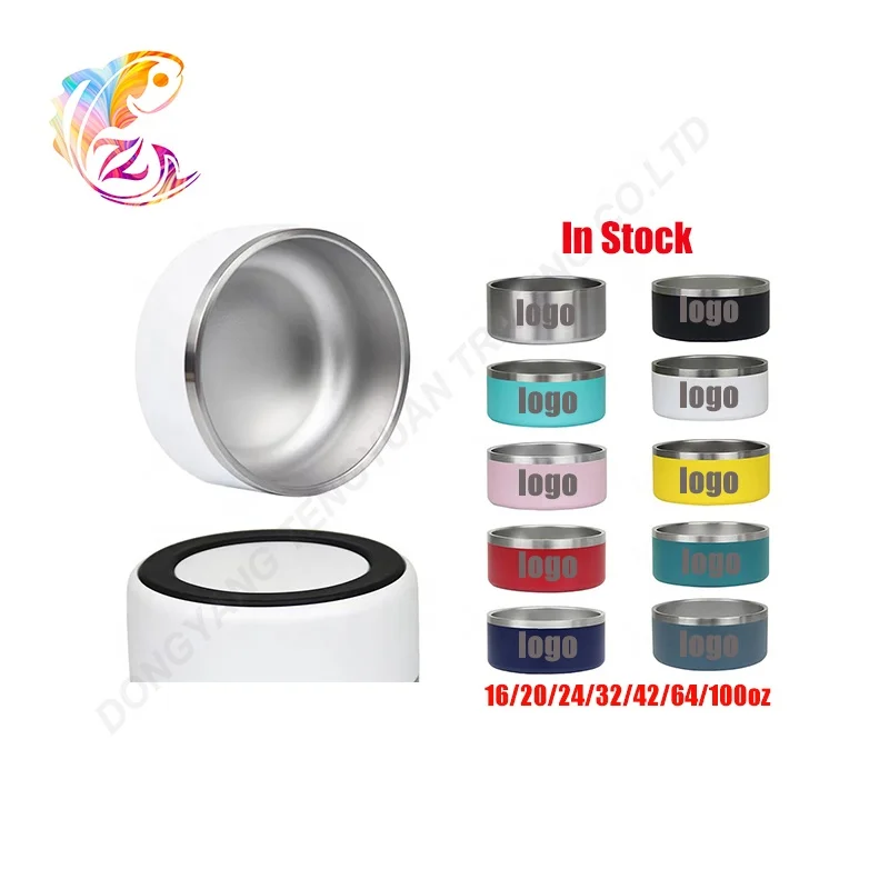 ZP in stock wholesale Double wall 304 Stainless steel Non Slip Thermos Pet Food bowl