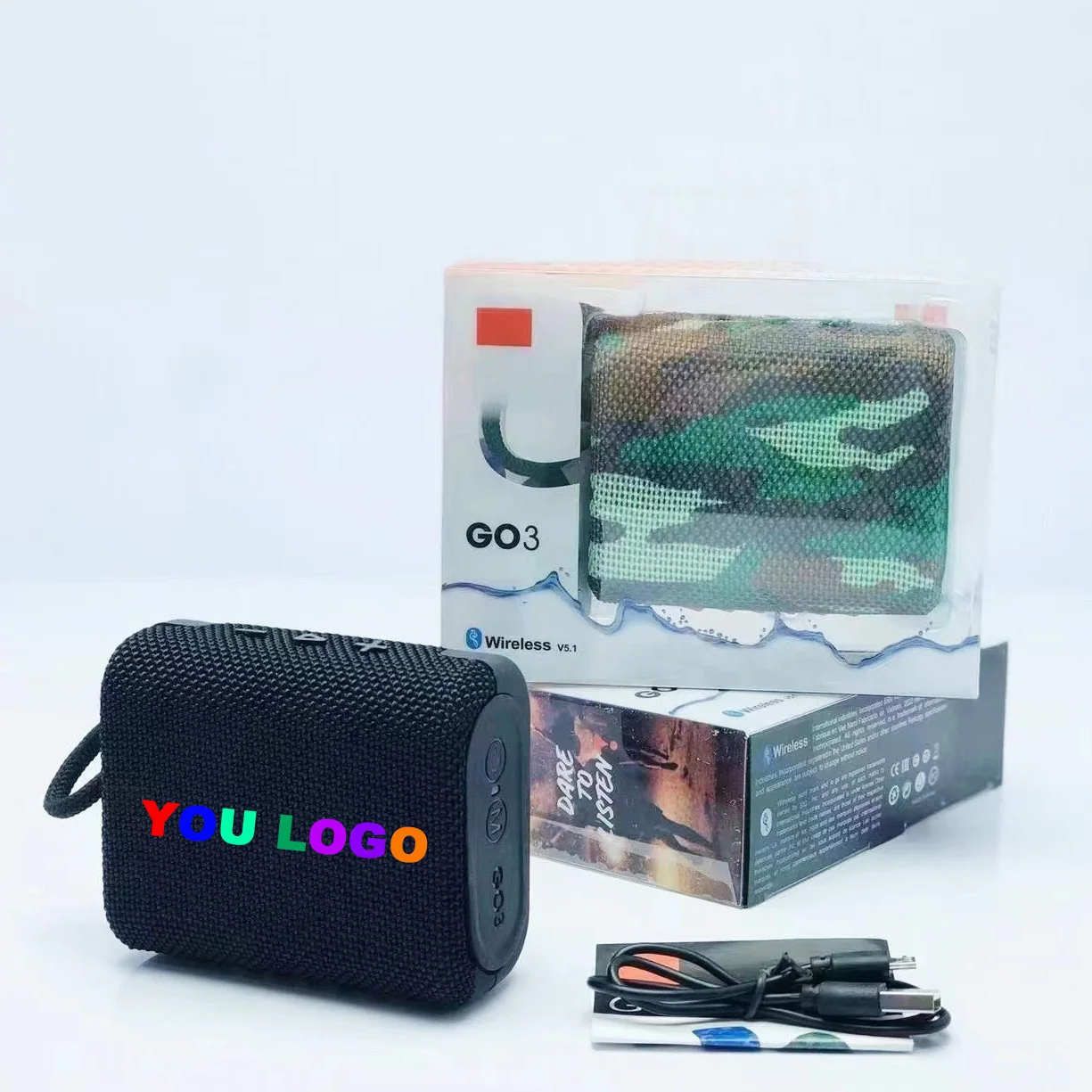 Promotion Gifts  GO3 3W Portable 2inch Outdoor Pocket Wireless MINI Size USB TF Play Blue Tooth Party Fabric Speaker with Radio