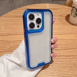 New Hot Sales 2 in 1 TPU PC Hard Clear Mobile Phone Case Frame for Iphone 14 13 12 11 XR XS Pro Max Colorful Transparent Case