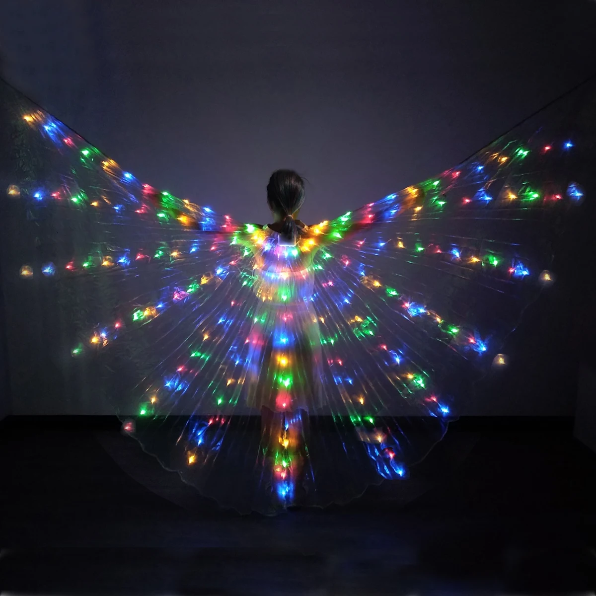 LED Isis Wing 240 lamp Belly Dance Glow Light Up Costume Party Club Wear with Sticks for Women/Girls