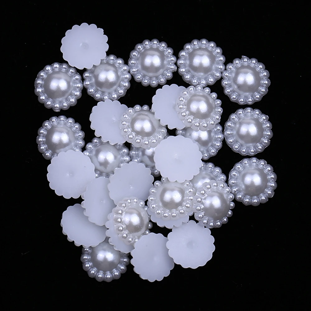 XULIN Accept Customized Mix Color 11mm 9mm Sunflower Shaped ABS Imitation Pearl Flatback Plastic Beads For Crafts