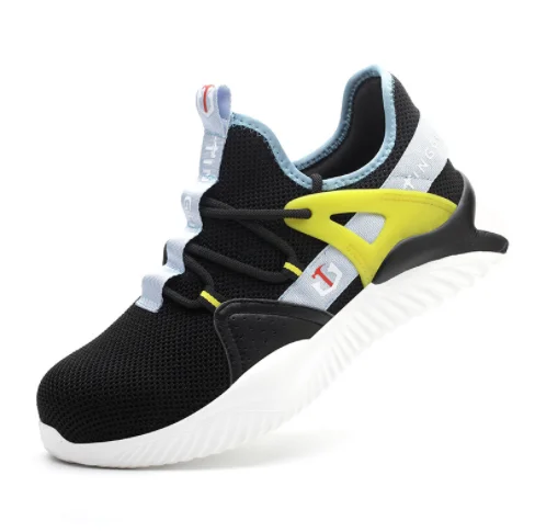 high quality summer fashionable fly knit work shoes light weight breathable and comfortable sport men safety shoes