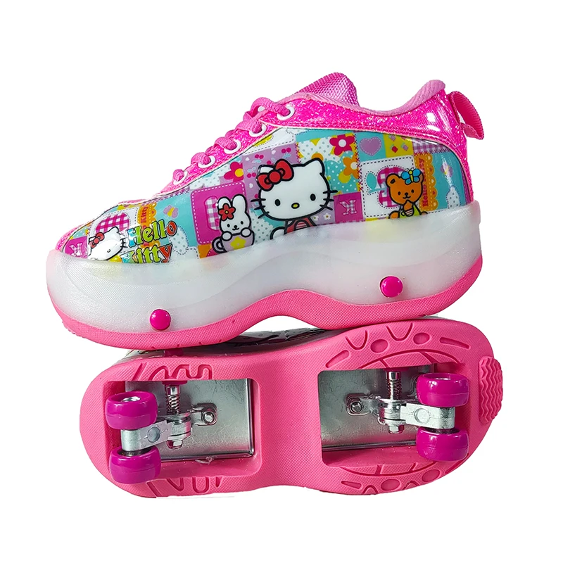 Detachable Inline Skate Shoes Double-Row Running Shoes with Invisible Wheels Rollerskates