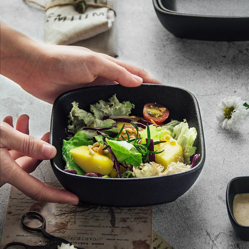 Amazon hot hotel ceramic black dish Japanese restaurant matte side plate sushi serving plates