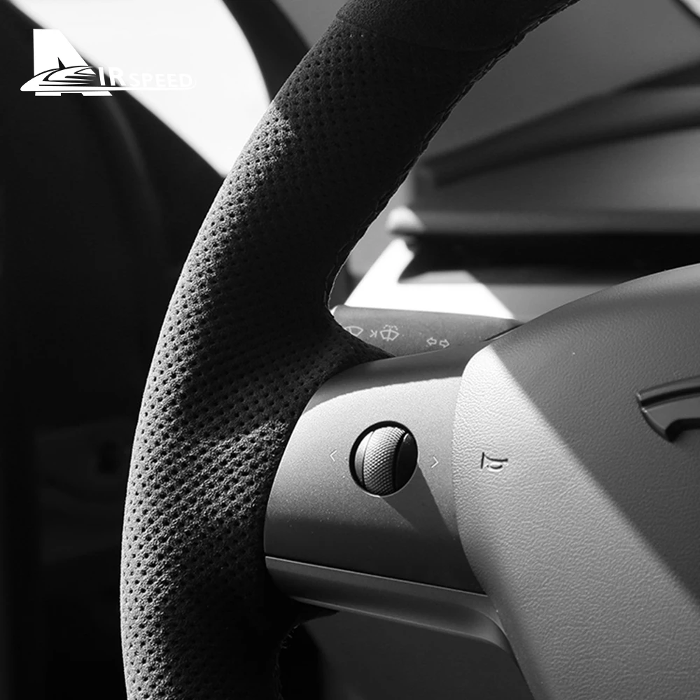 Pegatina para Tesla модель 3 Y X S отделка Cubierta antideslizante de refuerzo volante coche supergamuza italiana