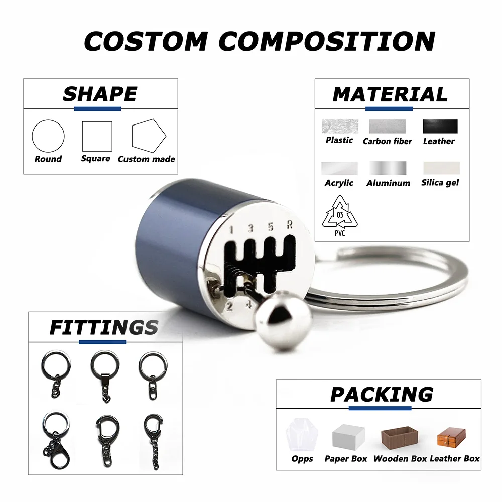 Wsnbwye заводской 3D металлический миниатюрный шестиступенчатый брелок с ручным переключением передач