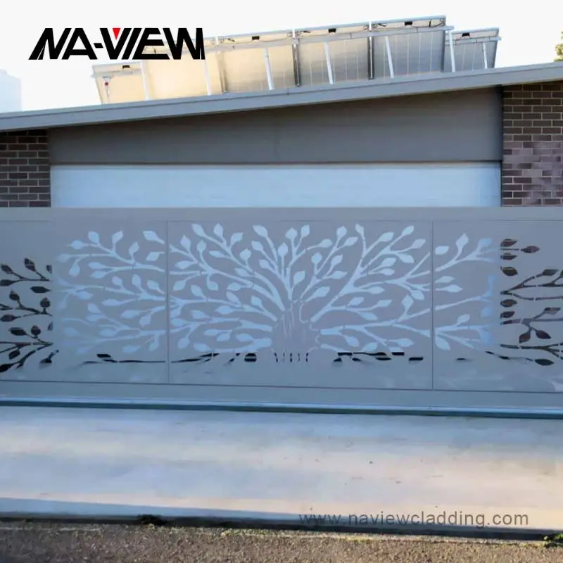 Modern design metal black powder coated horizontal yard fence privacy slat fence panels outdoor garden fence