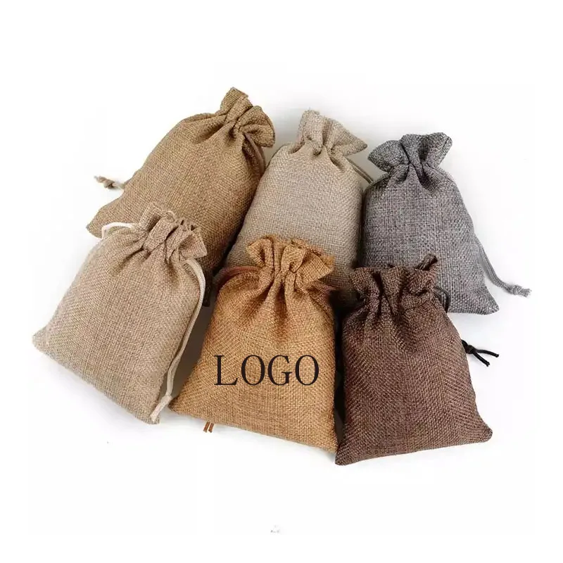 Reusable Jewelry Soap Hemp Burlap Linen Jute Bracelet Pouch Customize Small Jute Drawstring Bags