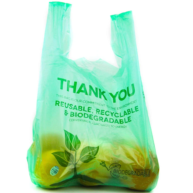 Hot Selling Vest Grocery  compostable Shopping Bag T-Shirt Plastic Handle Carry Bag Manufacturer For Grocery Retail Sack