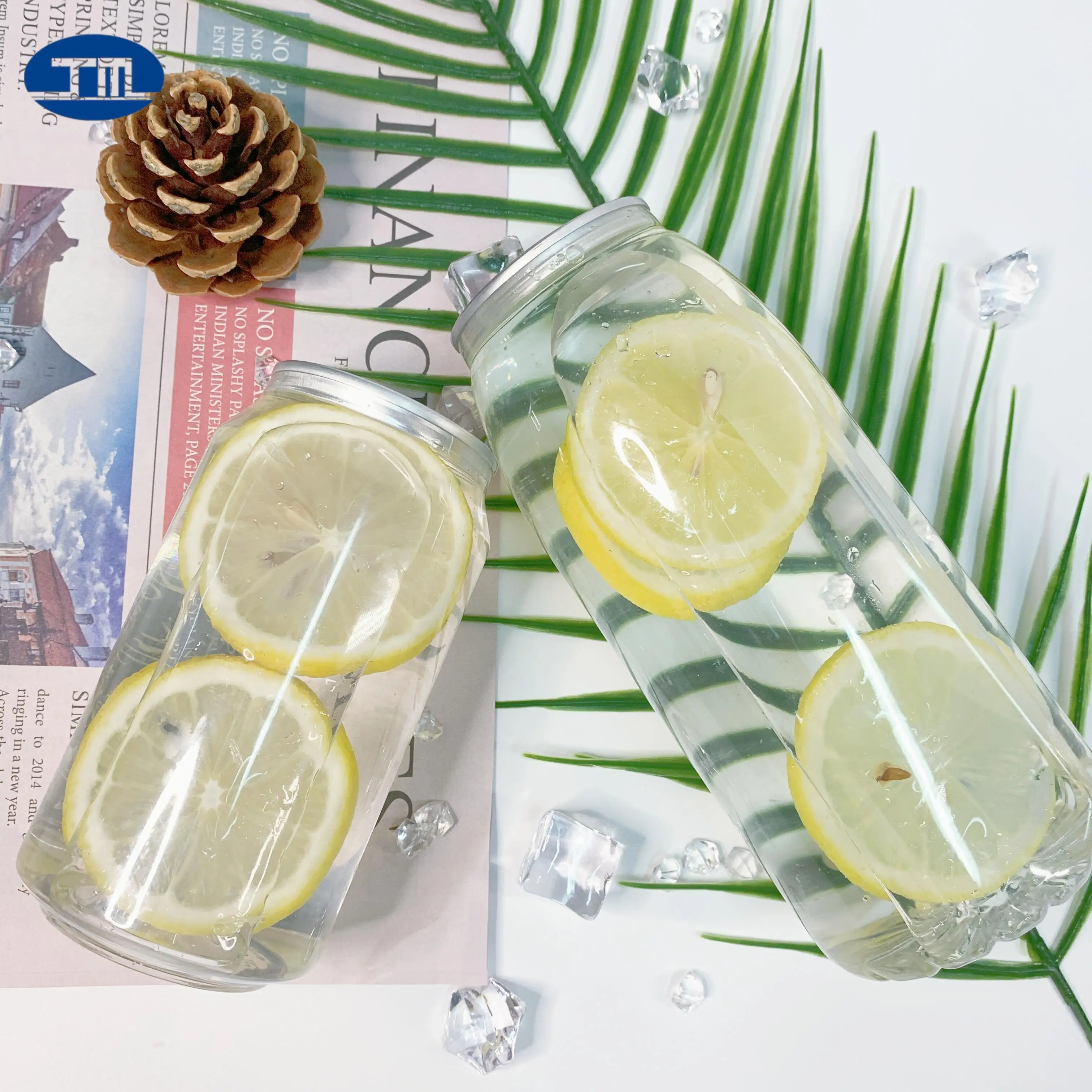 JIMA custom can Clear transparent pet can  plastic 250ml 350ml 400ml 500ml 650ml easy open can for soft drink, juice, soda, beer