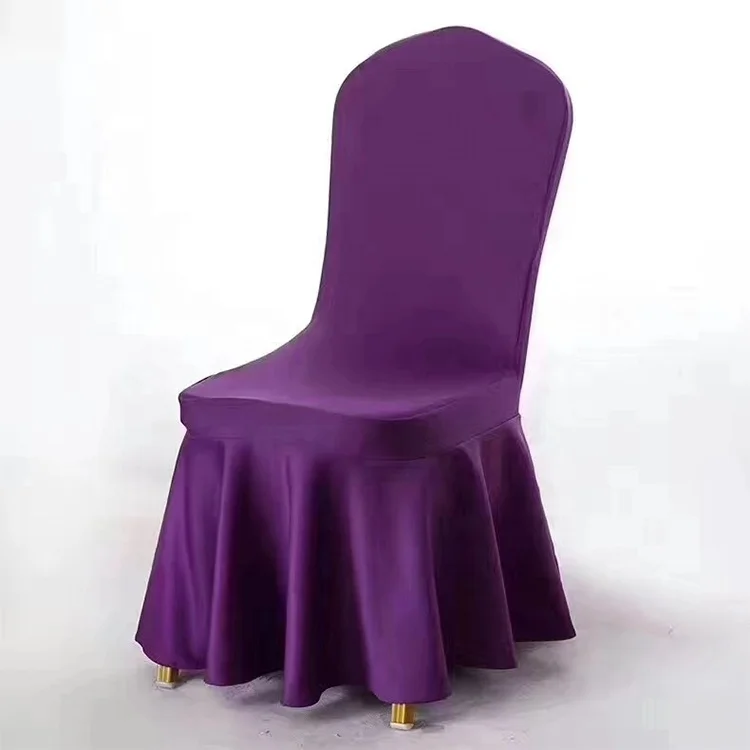 Hot selling high quality 220g customizable blue thickening comfortable elastic big wave skirt hotel banquet chair cover