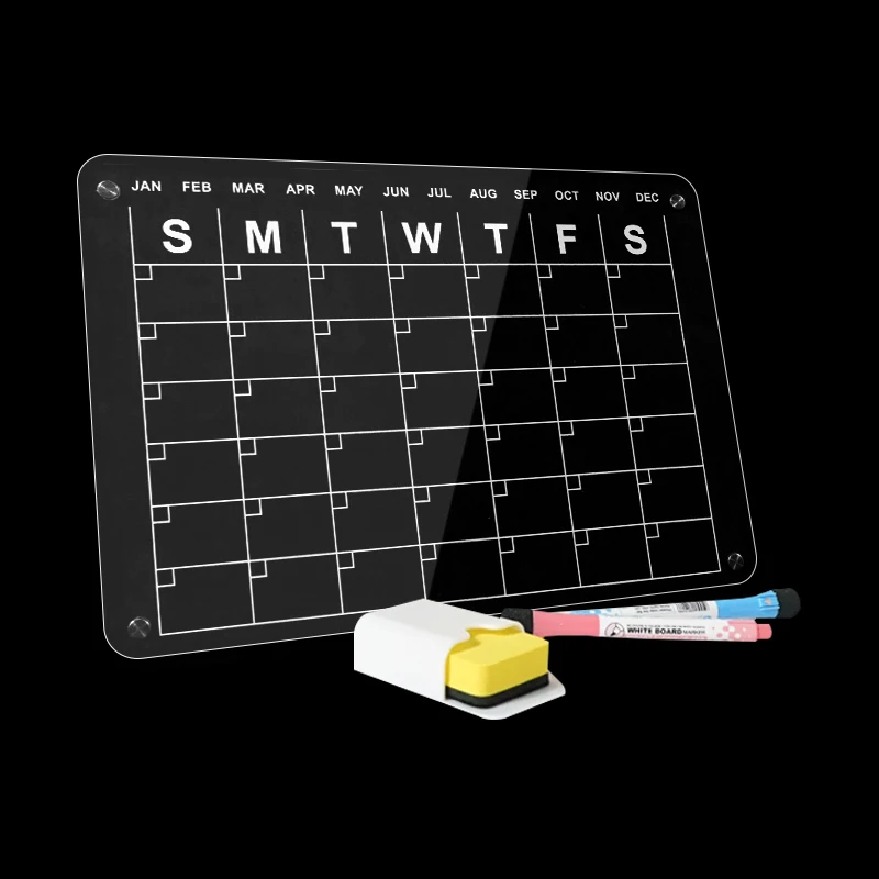 Supplier Clear Printing Planners Portable Magnetic Fridge Calendar Dry Erase Acrylic Whiteboard  Monthly And Weekly