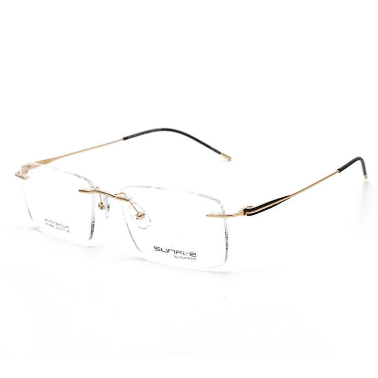 EBay Популярные Легкие квадратные мужские очки из чистого титана без оправы