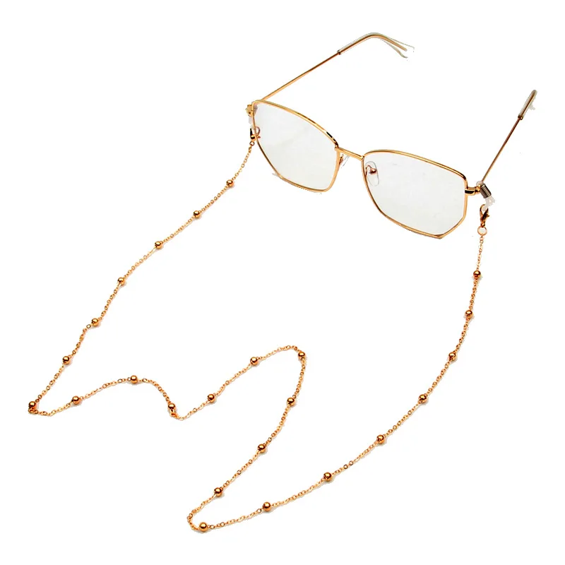 New Korean glasses chain Beaded simple copper gold-plated chain for glasses women anti slip anti falling metal glasses sling