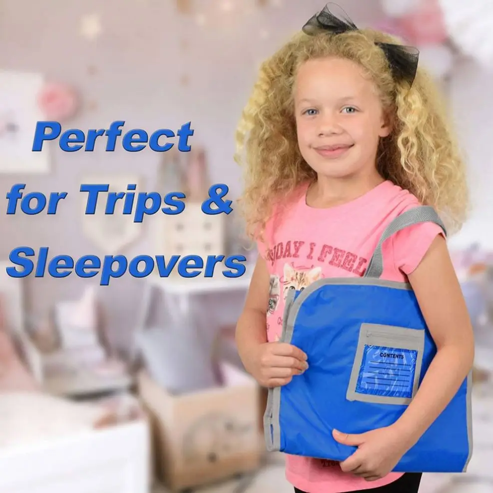 Purple Fabric Hanging Toy Storage Organizer Bag with 7 Packets for Kids