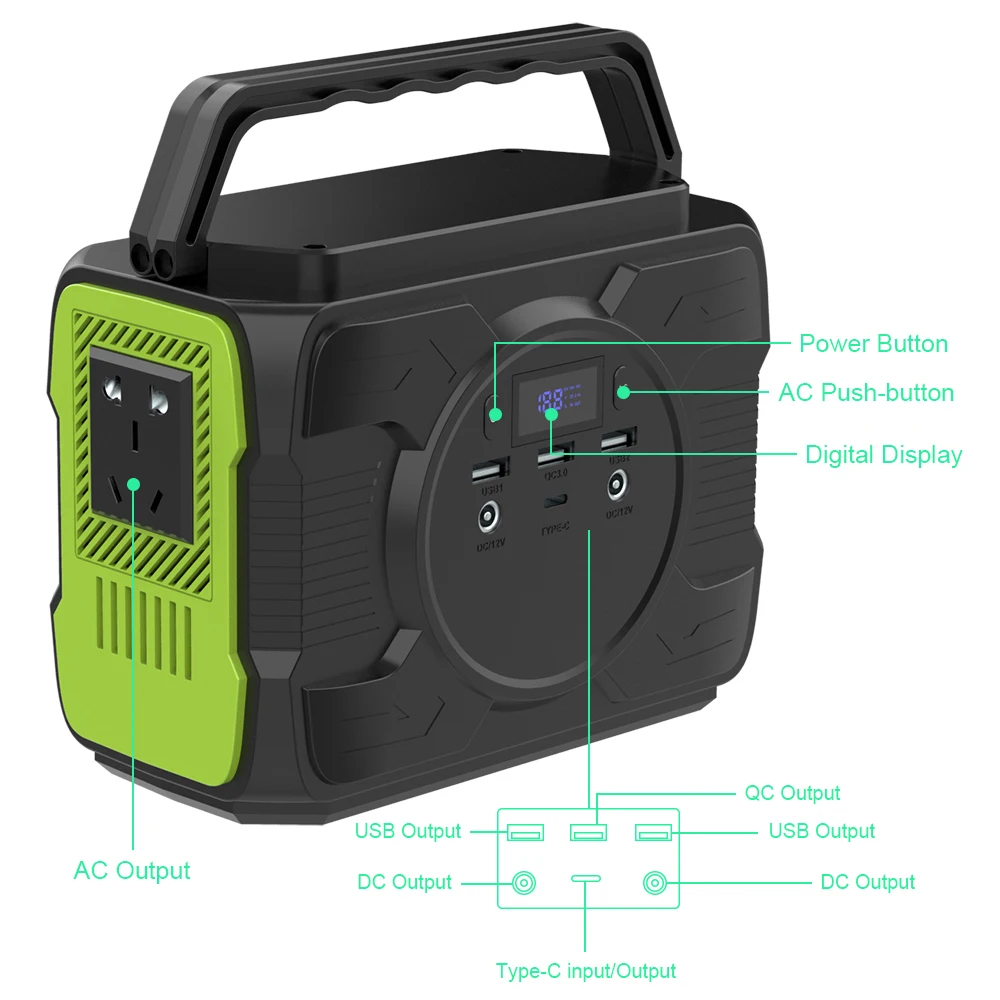 Ansun portable power station solar generator 200W 48000mAh 173Wh mobile work station built-in power center