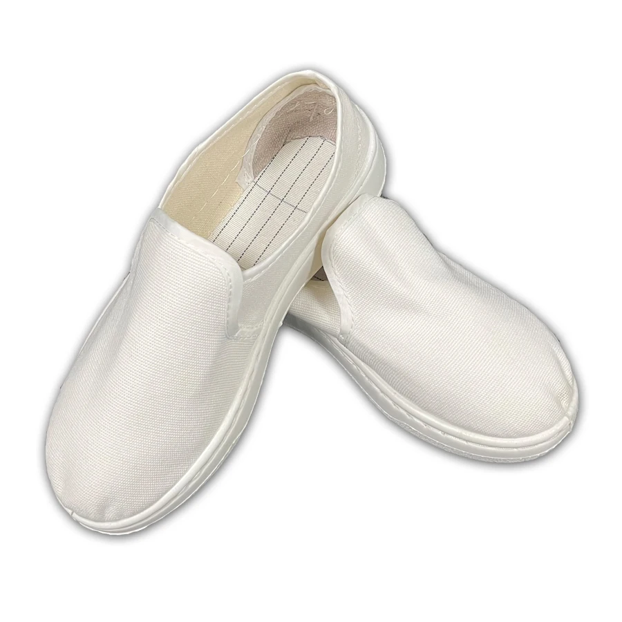 Lightweight Washable White Canvas SPU Outsole Anti-Static Cleanroom Lab Cleaning ESD Work Shoes