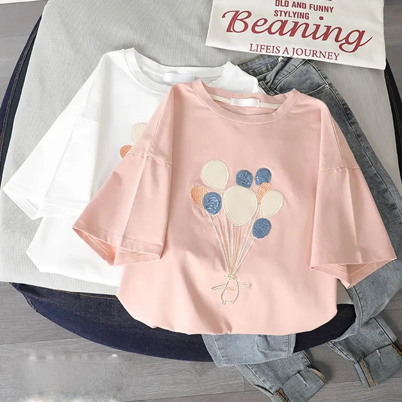 Новые модные летние дышащие хлопковые однотонные футболки с коротким рукавом женские логотипом на заказ