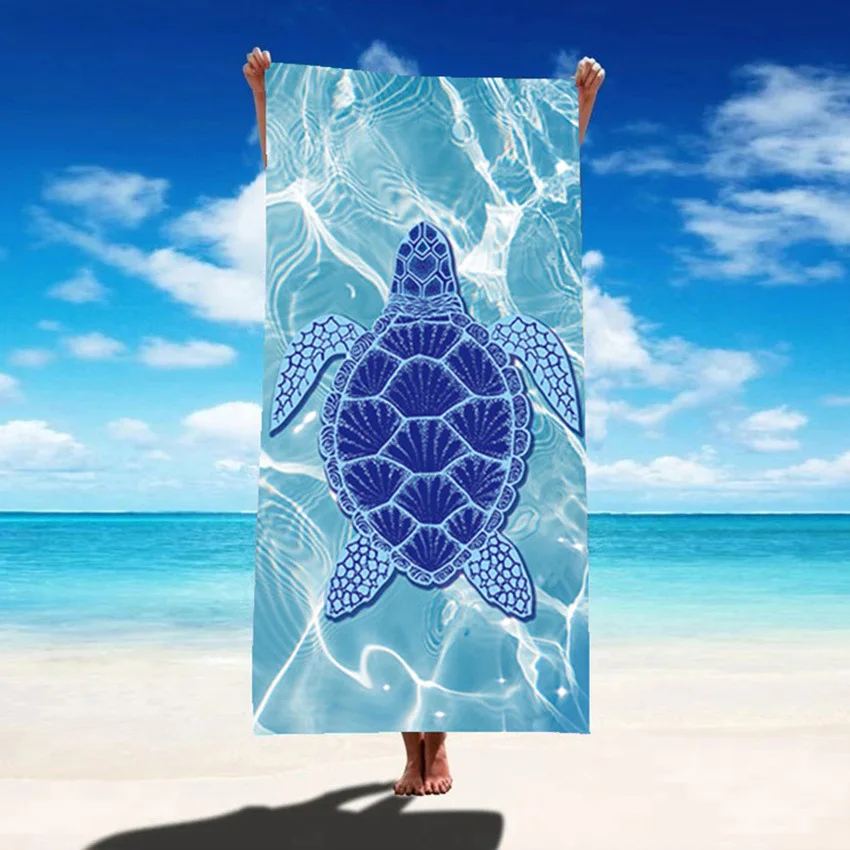 Lightweight 200gsm Custom Printed Turtle Beach Towel Quick Dry Sand Resistant RPET Compact Knitted Material for Summer
