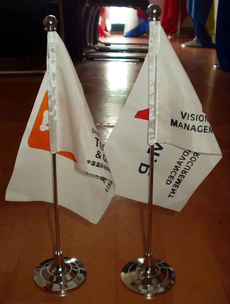 Stainless steel table mini flags office decoration double side printed custom logo national country table flag stand