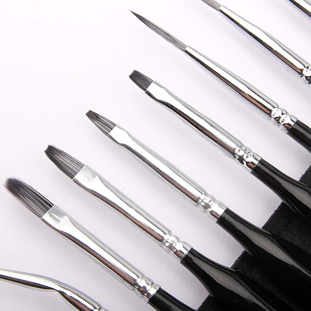 Xin Bowen 15 pcs Many different brush heads with plastic tube Combination Nylon Hair Liner Nail Brush Set Acrylic Paintbrushes