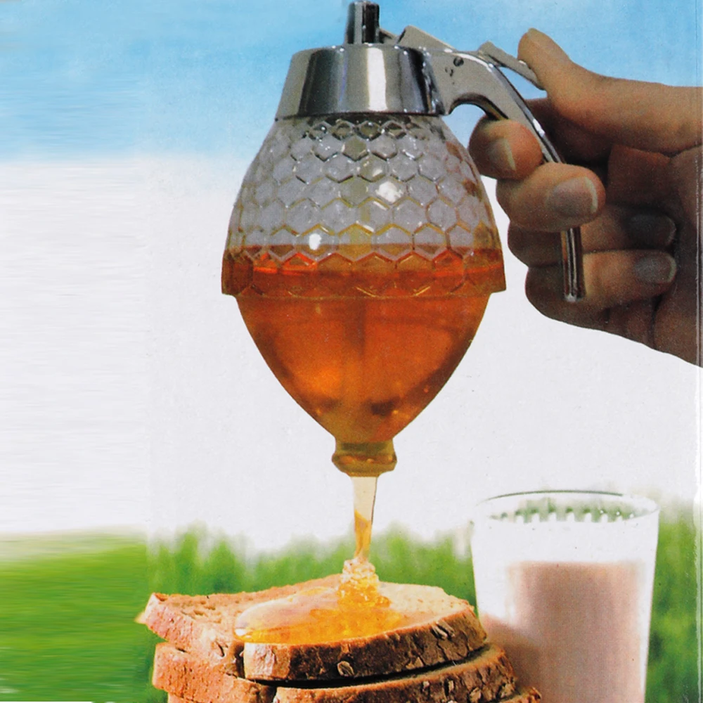 Toprank High Quality Acrylic Stainless Steel Top Glass Honey Dispenser