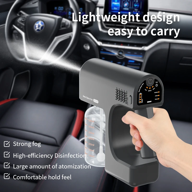 
Popular Portable Disinfection Blue Light Nano Gun Spray Machine Ultra Fine Aerosol Water Mist Trigger Sprayer 