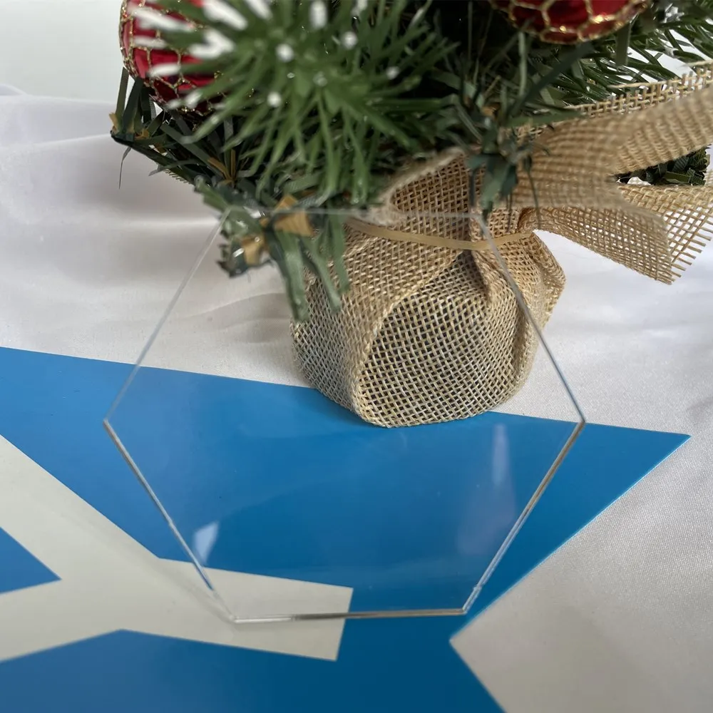 Customize 3mm Clear Blank Acrylic Table Number Sign Hexagon Plate