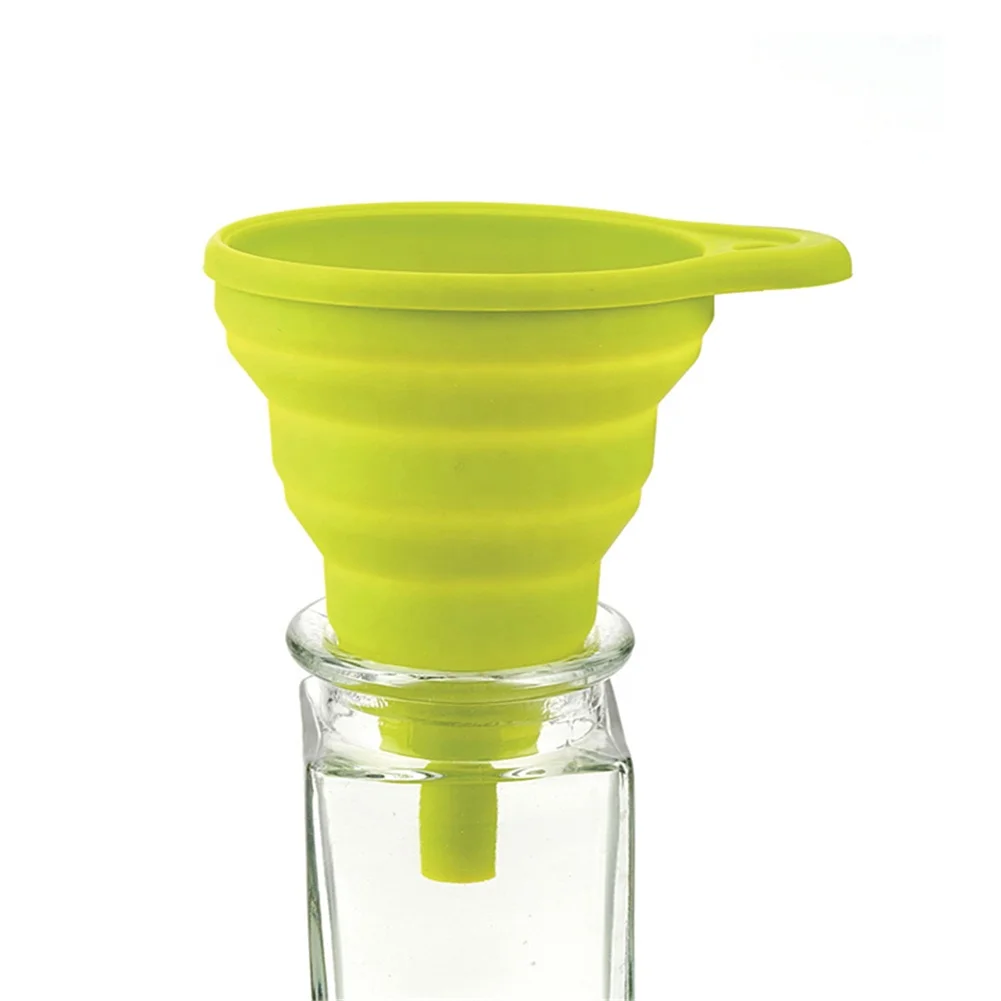 Wholesale food grade silicone folding funnel customized portable miniature kitchen telescopic oil spill